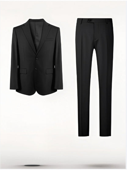 2pcs Men'S High-End Classic Formal Suit, Two-Button Suit Jacket + Trousers Set, Men'S Formal Clothing Holiday Gift Suitable for Weddings, Business,