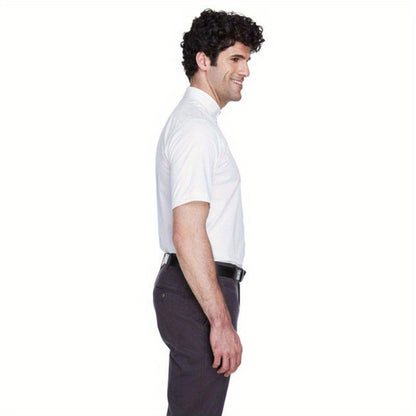CORE365 88194 Men's Optimum Short Sleeve Twill Shirt - Breathable Resin & Artificial Crystal Embellished Fabric, Classic Fit with Structured Shoulders,