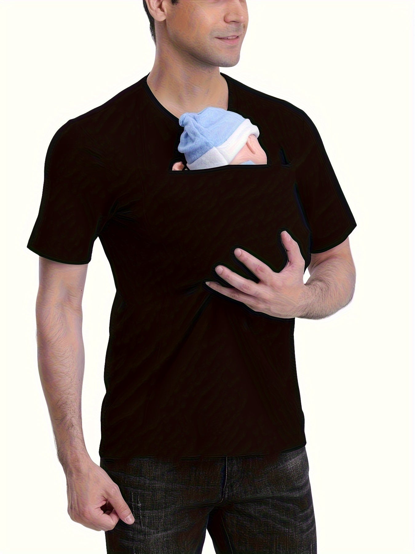 New Fashion Casual Kangaroo Dad Multifunctional Men's T-Shirt
