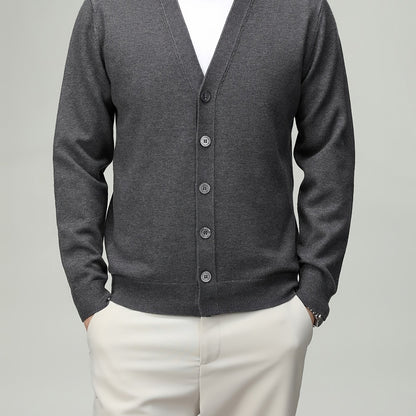 Men'S Classic Button-Up Cardigan - Soft Viscose Blend, Warm Long Sleeve Open Front Sweater for Fall\u002FWinter, Solid Color Elegant Versatile Top for Business,