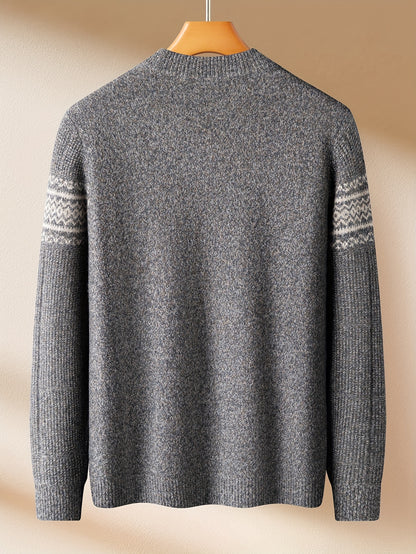 FORTEI Slight Elasticity Men'S Sweater with a Round Neck, Jacquard Design, Soft and Skin-Friendly Feel for Winter 25 F0096144098