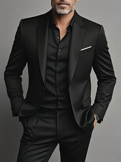 Formal Suit Set Professional Men's Formal Suit Two-Piece Set | Single Button Blazer and Pants for Interviews, Business, and Casual Parties