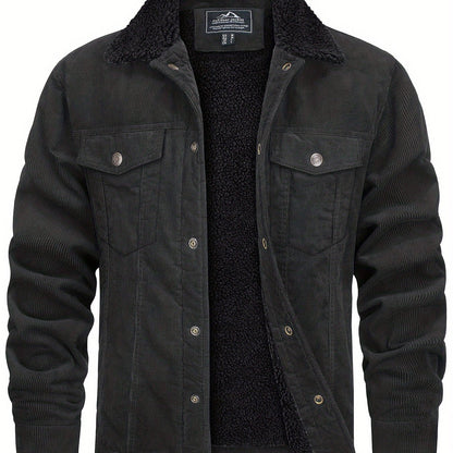 Men's Winter Fleece Jacket with Thick, Comfortable and Stiff Fabric, Warm Inner Lining, Multi-Pocket, Adjustable Cuff Collar,