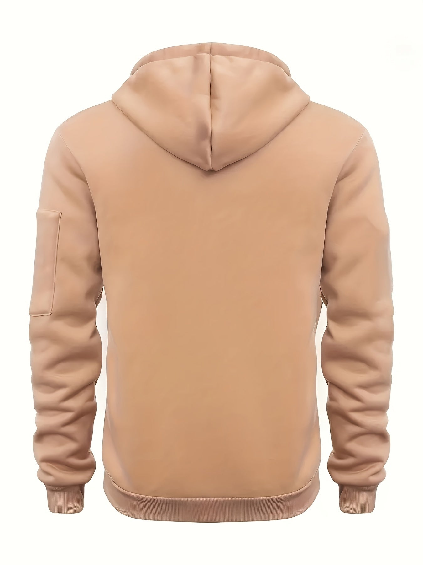 Thick, Warm, Oversized Men's Casual Zip-Up Hoodie - Kangaroo Pocket, Polyester Blend - Fall and Winter