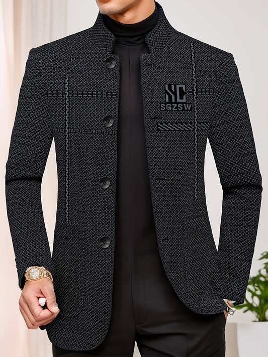 Men'S Premium Dad Suit Jacket - Stylish Two-Button Design, Long Sleeve, Regular Fit, Perfect for Spring & Fall Business Casual Wear, Casual Attire Jacket|Modern Dad Suit|Single Breasted Jacket