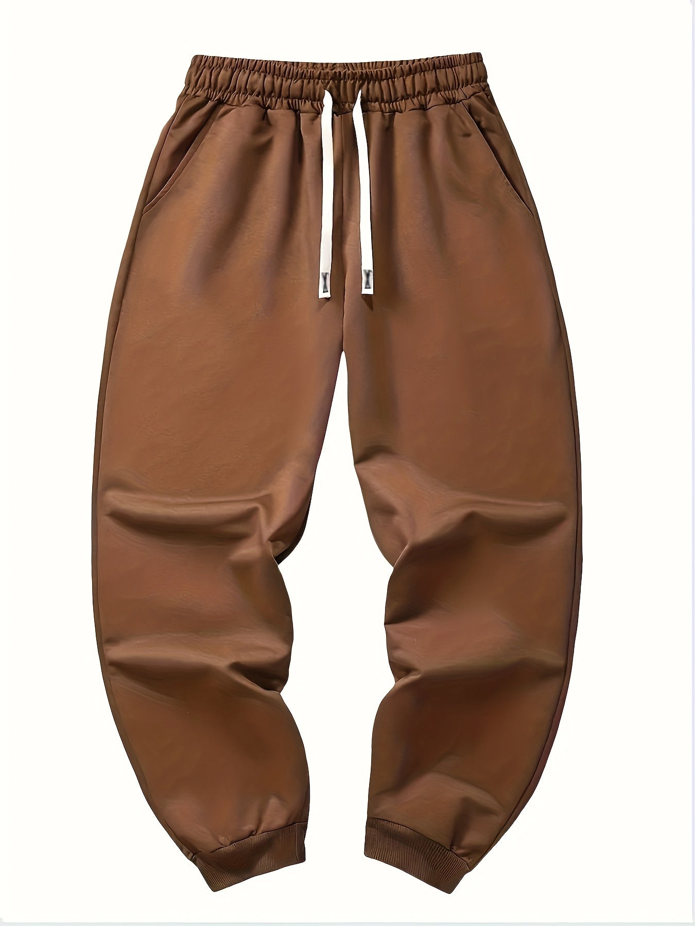 Mens Sports Jogger Pants 4pcs Plus Size Men's Sports Jogger Pants, Polyester Knit Fabric, Slight Stretch, Solid Color, Regular Fit,