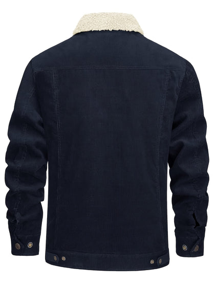 Men's Winter Fleece Jacket with Thick, Comfortable and Stiff Fabric, Warm Inner Lining, Multi-Pocket, Adjustable Cuff Collar,