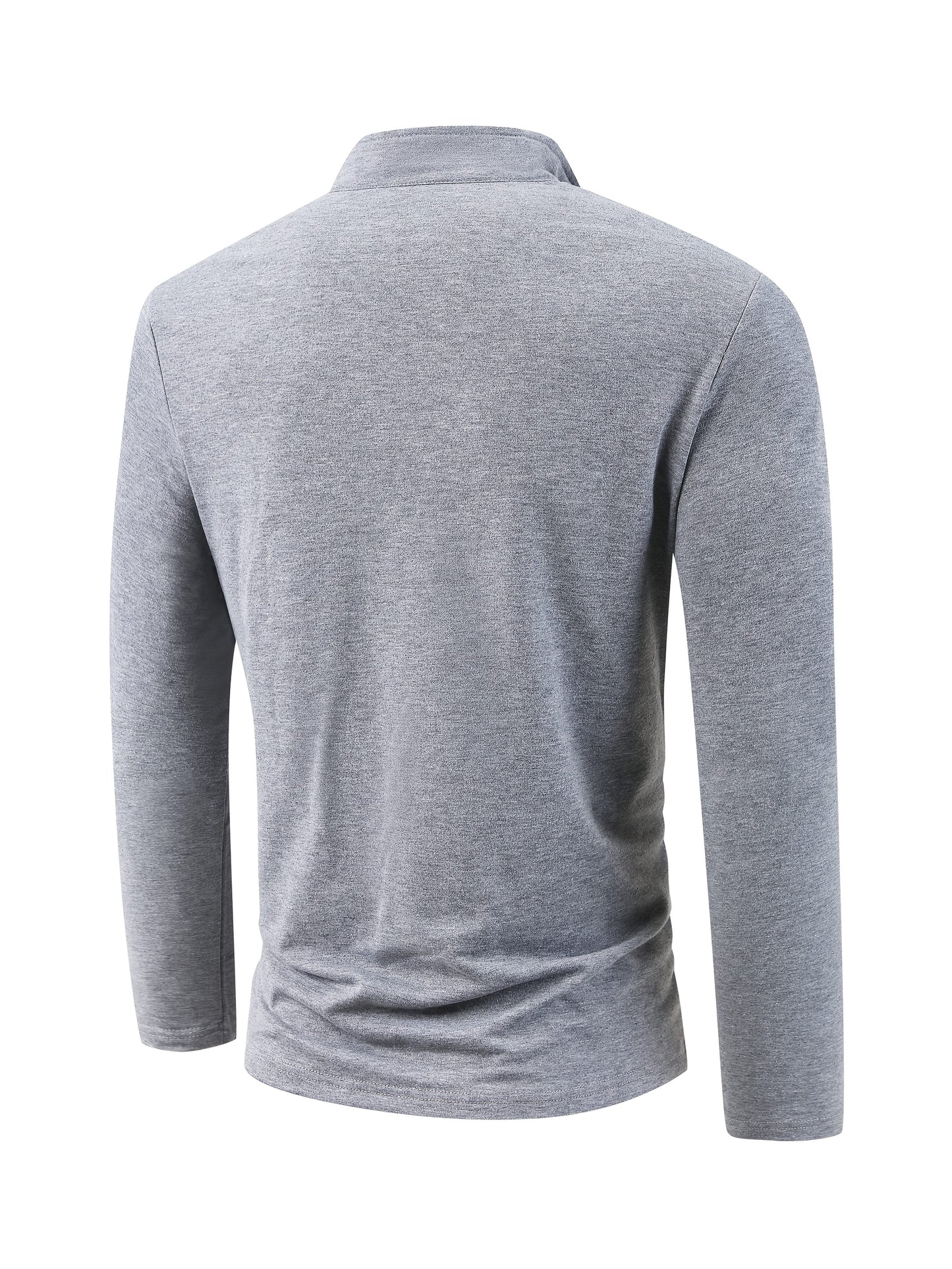 Stretchy T-Shirt Casual Stretchy Polyester Blend Men's Color Block Half-Zip Collared Long Sleeve T-Shirt | Machine Washable, Ideal for Spring & Fall