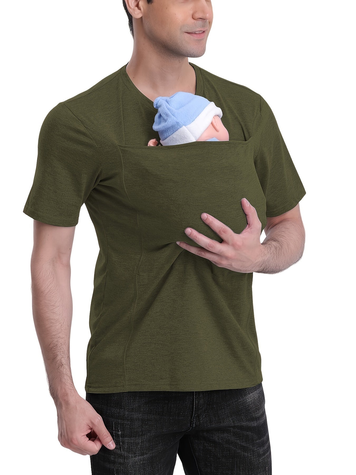 New Fashion Casual Kangaroo Dad Multifunctional Men's T-Shirt