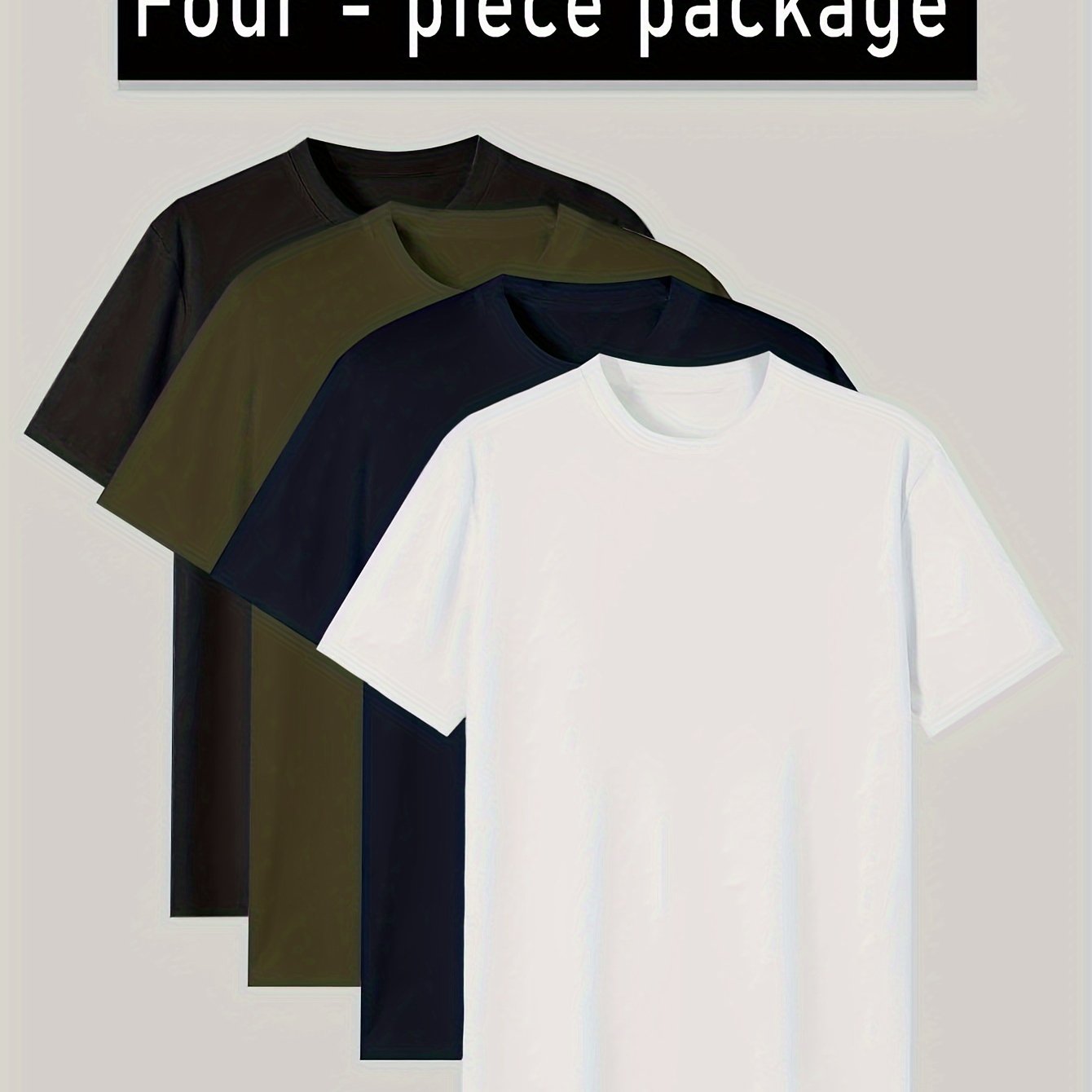 Men's Home Wear Solid Color T-shirt 4pcs Set