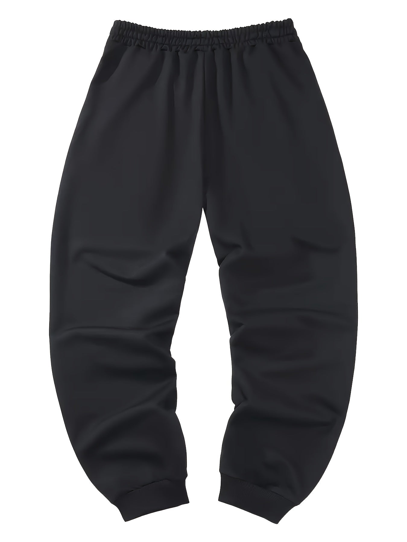 Mens Sports Jogger Pants 4pcs Plus Size Men's Sports Jogger Pants, Polyester Knit Fabric, Slight Stretch, Solid Color, Regular Fit,