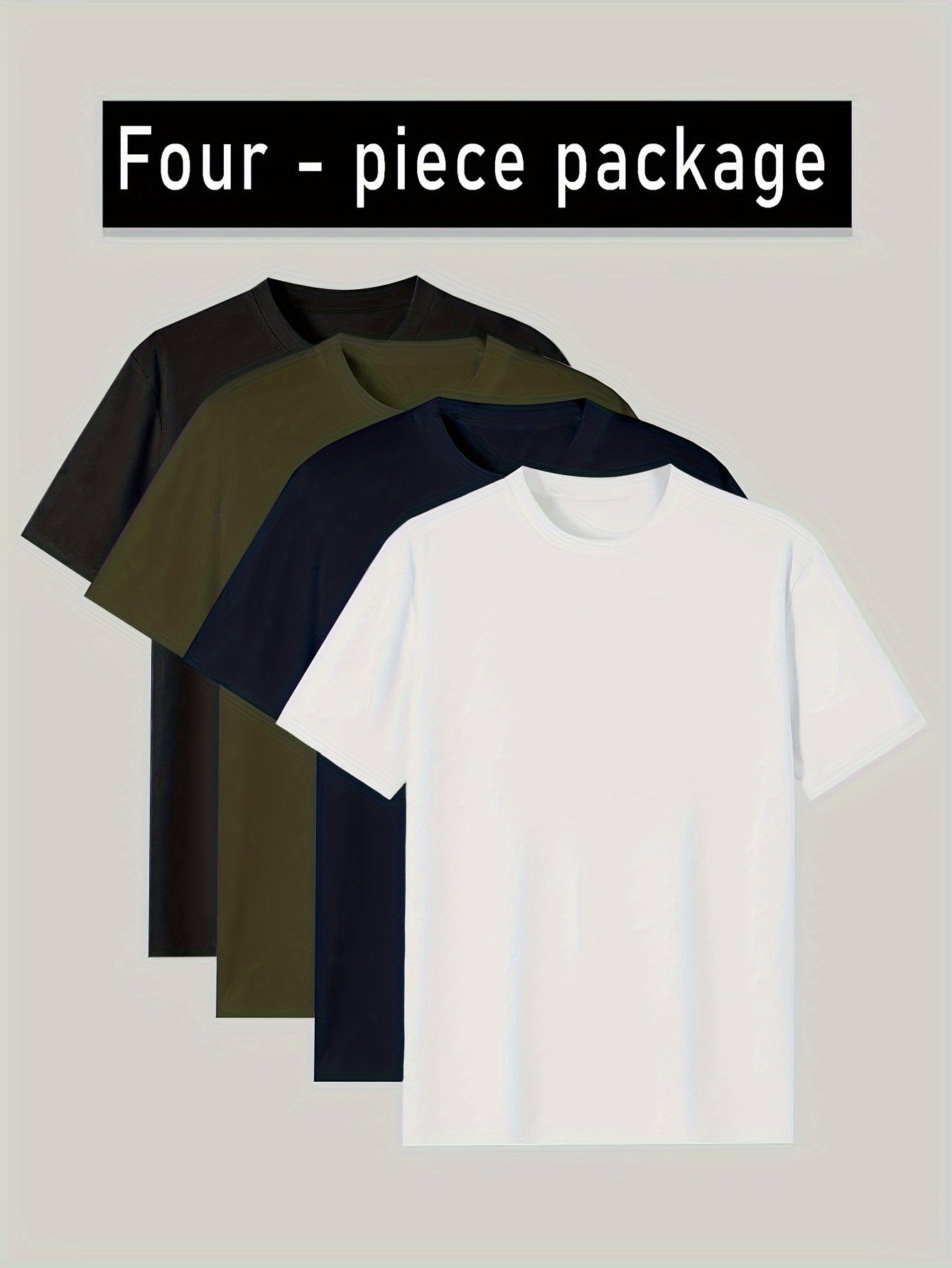 Men's Home Wear Solid Color T-shirt 4pcs Set