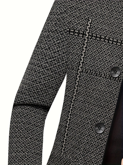 Men'S Premium Dad Suit Jacket - Stylish Two-Button Design, Long Sleeve, Regular Fit, Perfect for Spring & Fall Business Casual Wear, Casual Attire Jacket|Modern Dad Suit|Single Breasted Jacket