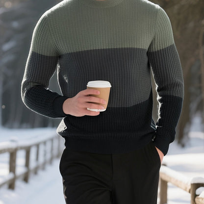 Men'S Sweater - Classic Pullover Sweater for Fall\u002FWinter, Soft Knit Long Sleeve Sweater in Dark Blue\u002FBlack\u002FGray\u002F