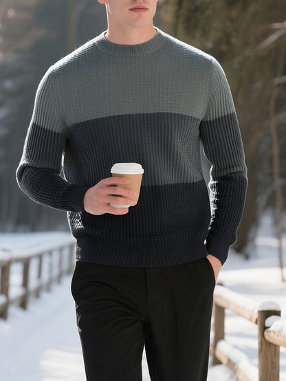 Men'S Sweater - Classic Pullover Sweater for Fall\u002FWinter, Soft Knit Long Sleeve Sweater in Dark Blue\u002FBlack\u002FGray\u002F