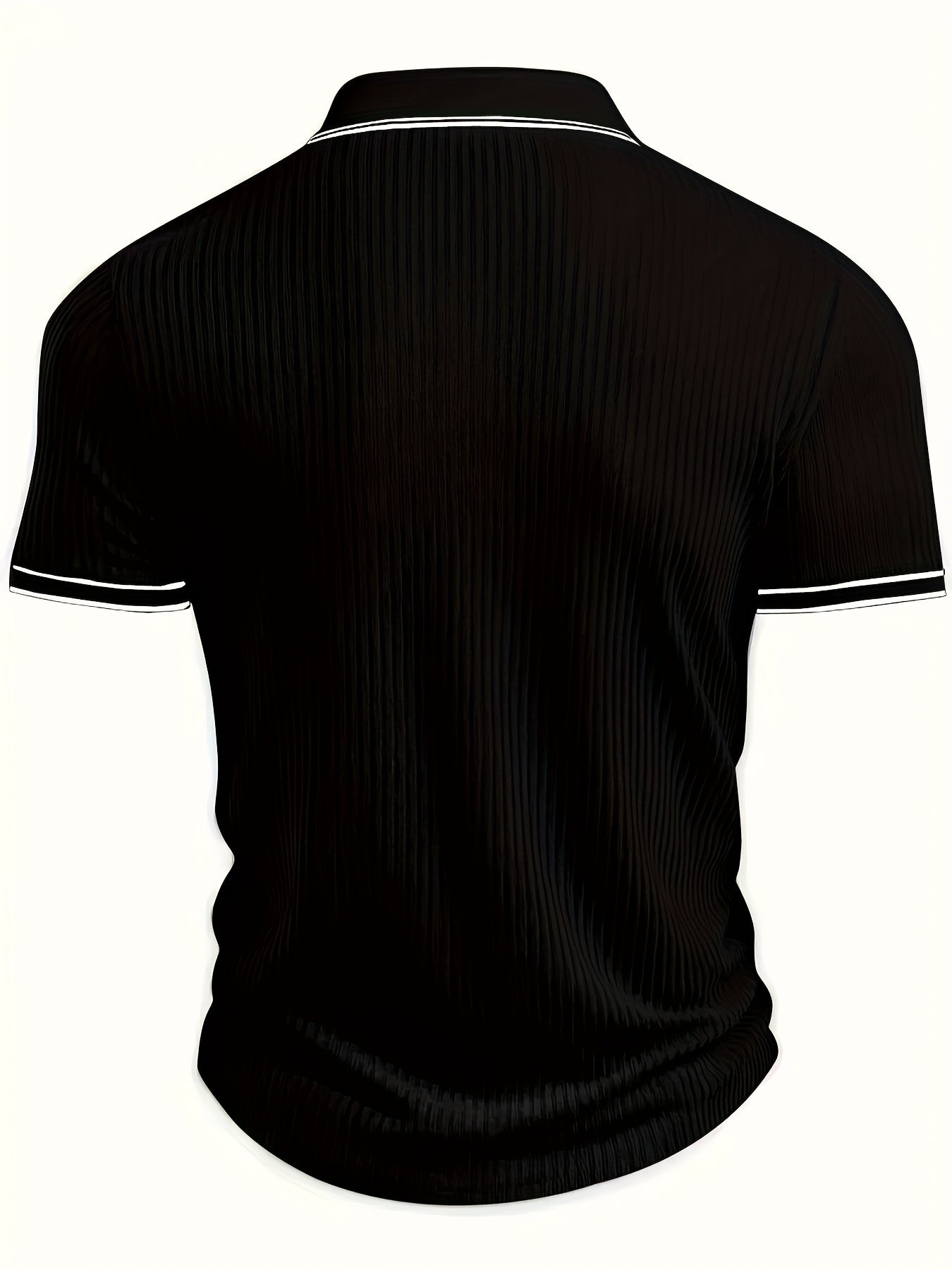 Textured Striped Shirt Textured Striped Collar Men's Short Sleeve Shirt | Solid Color, Regular Fit, Machine Washable, Versatile for Business Casual & Formal Occasions