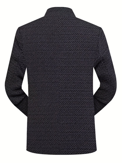 Men'S Premium Dad Suit Jacket - Stylish Two-Button Design, Long Sleeve, Regular Fit, Perfect for Spring & Fall Business Casual Wear, Casual Attire Jacket|Modern Dad Suit|Single Breasted Jacket