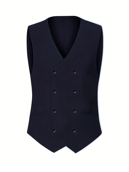 Men's Notch Lapel Suit Set, Single-Breasted Double-Breasted Jacket with Pants and Vest, Suitable for Formal Wear, Wedding Attire, Workwear, or Festive Gift