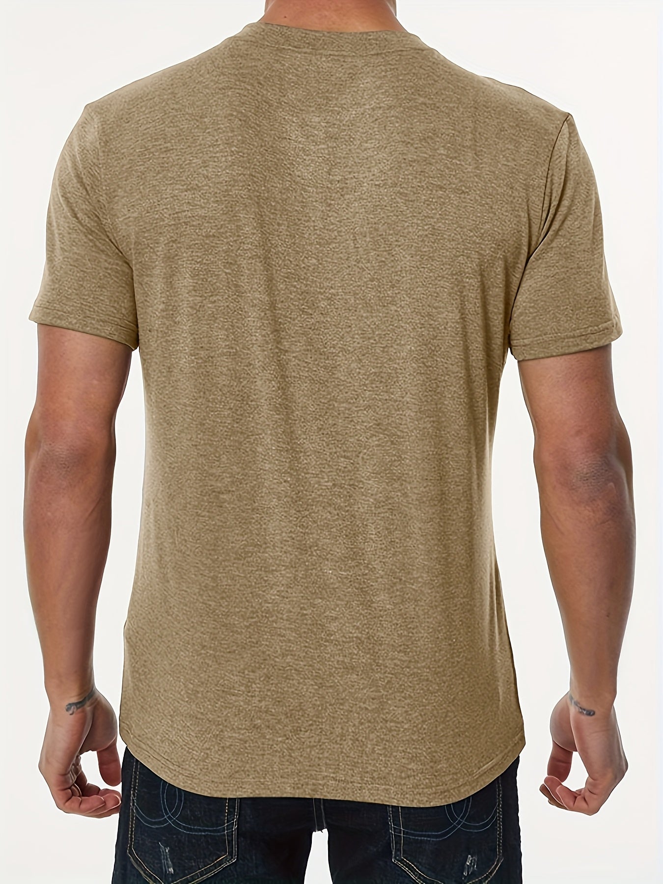 Stylish T-Shirt Soft Stretch Men's Plus Size Casual Henley T-Shirt | Lightweight 175gsm, Regular Fit Round Neck with Chest Pocket & Button Detail,