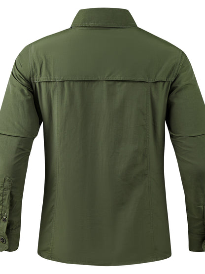 Mens Quick Dry Shirt Men's Quick-Dry Shirt - Beige Button-Up Formal & casual shirt with Button Front Placket, Long Sleeve Non-Sticky Fabric for Office, Outdoor,