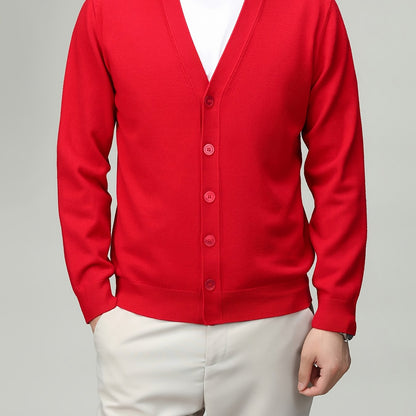 Men'S Classic Button-Up Cardigan - Soft Viscose Blend, Warm Long Sleeve Open Front Sweater for Fall\u002FWinter, Solid Color Elegant Versatile Top for Business,