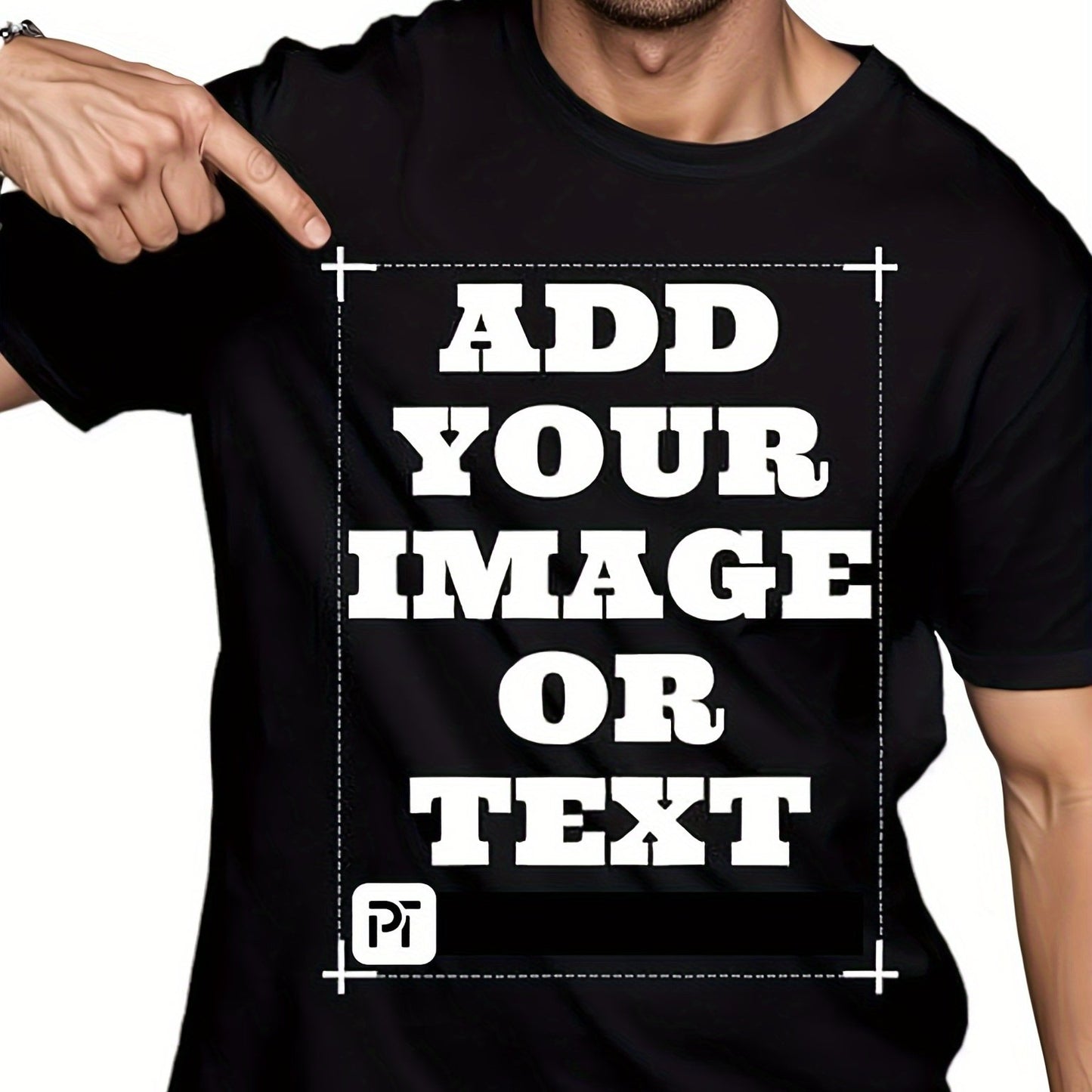 Custom Photo Text T Shirt Men's Custom Photo\u002FText T-Shirt - Dual-Sided Print, Striped Geometric Design, Durable Machine-Washable Fabric