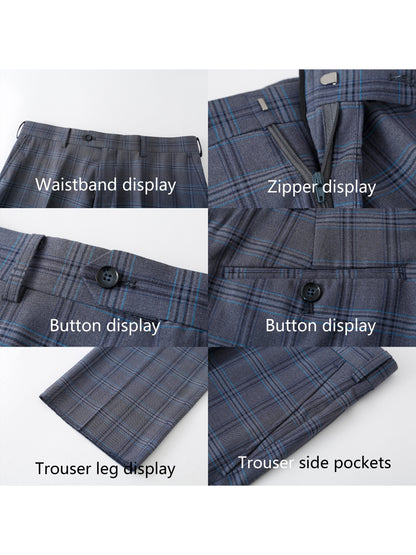 Remium 2-Piece Men's Slim Fit Suit Set, Notch Lapel 2-Button Jacket & Trousers, Double Vents for Weddings & Business Events