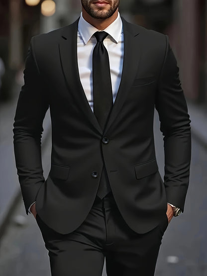 Classic Men's Single-Breasted Suit - 2pcs Set - Stylish Professional Attire for Weddings, Interviews, Parties, and Gatherings (Accessories Not Included)