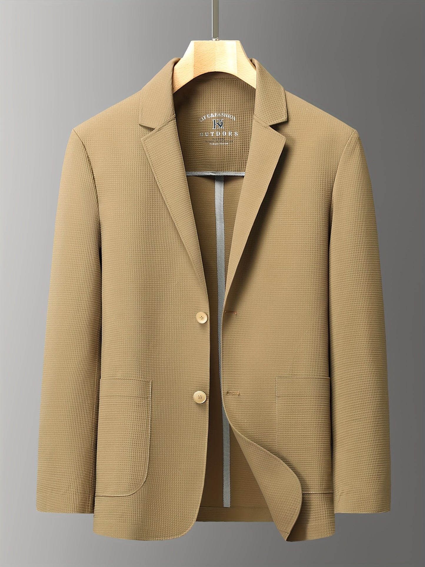 Men's Summer Slim-Fit Suit Jacket, Light Business Blazer with Pockets