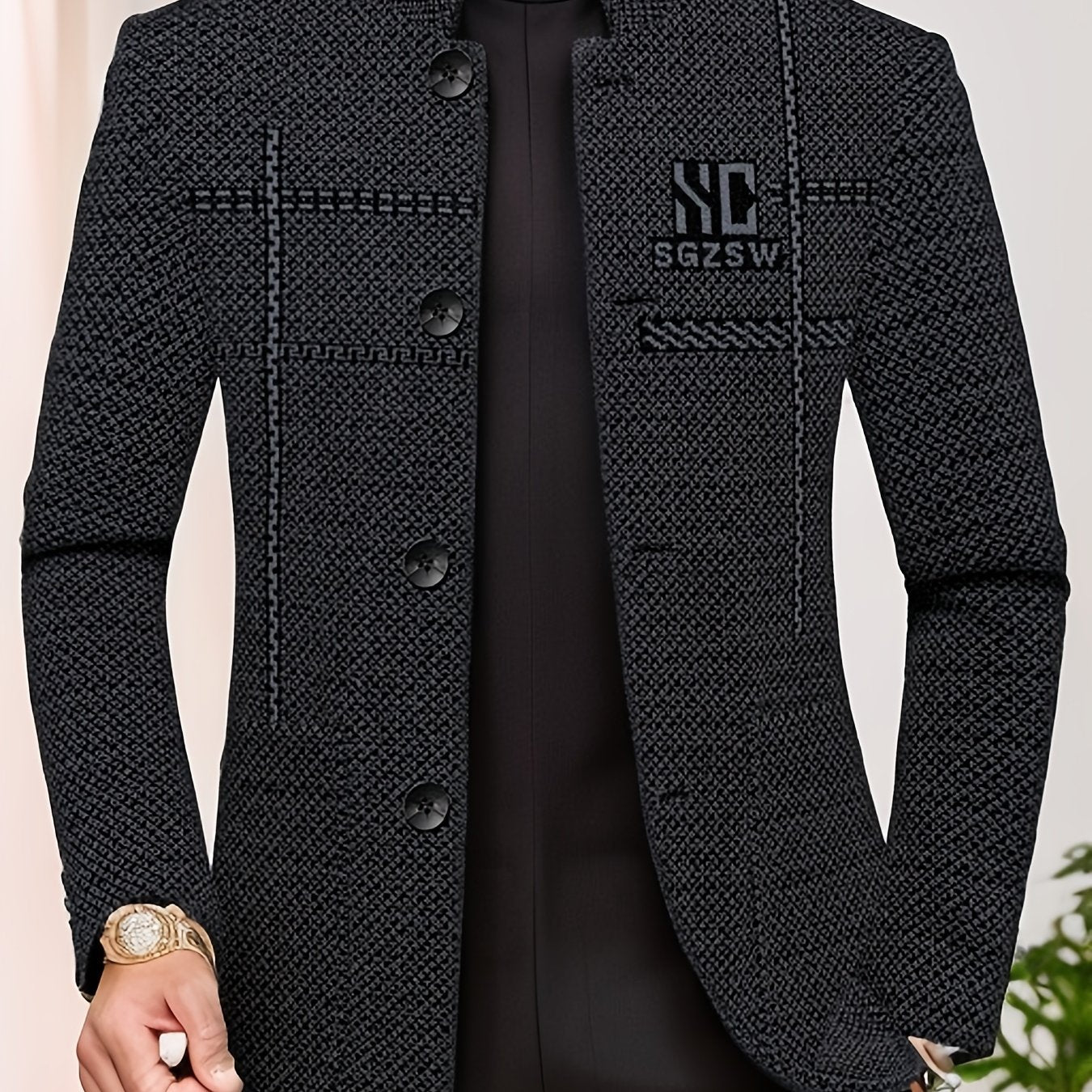Men'S Premium Dad Suit Jacket - Stylish Two-Button Design, Long Sleeve, Regular Fit, Perfect for Spring & Fall Business Casual Wear, Casual Attire Jacket|Modern Dad Suit|Single Breasted Jacket
