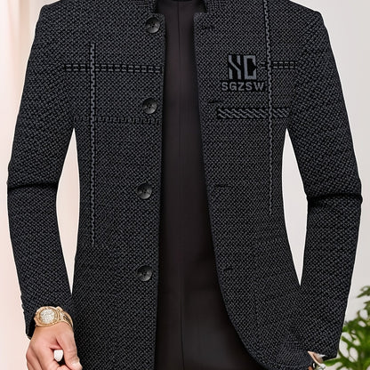 Men'S Premium Dad Suit Jacket - Stylish Two-Button Design, Long Sleeve, Regular Fit, Perfect for Spring & Fall Business Casual Wear, Casual Attire Jacket|Modern Dad Suit|Single Breasted Jacket